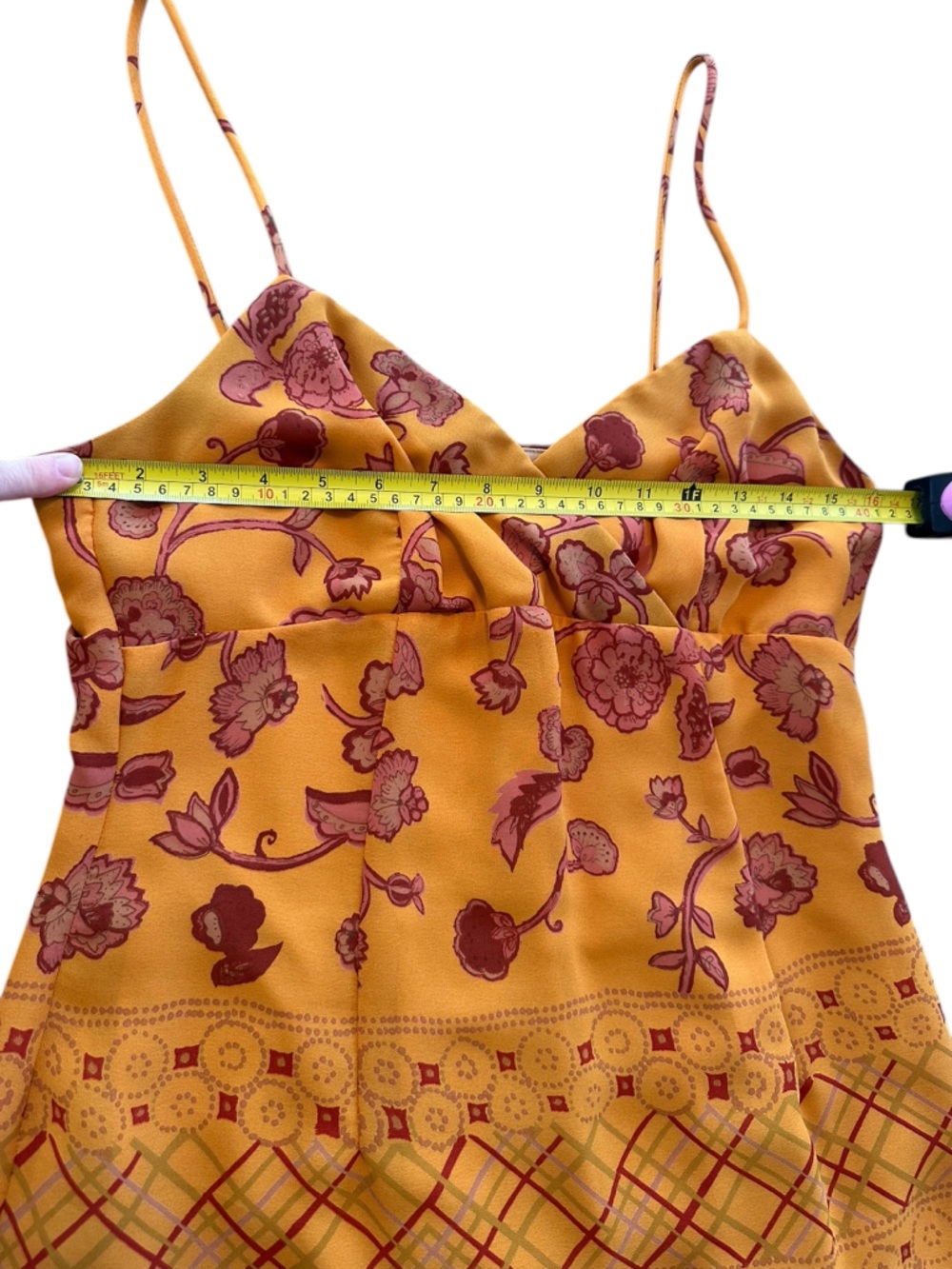 Vintage Rampage Burnt Orange Floral Mini Dress Y2K Spaghetti Strap 90s - Picture 8 of 15